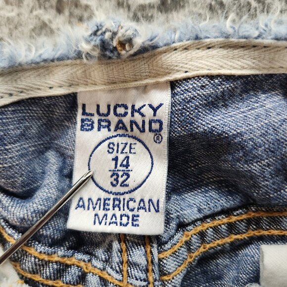 Women's Size 14 Lucky Brand Jeans Dungarees Bootcut Frayed Relaxed Classic Denim - Picture 8 of 11
